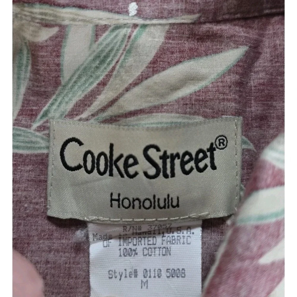 Cooke Street Honolulu Mens Aloha Shirt red Green Tropical Floral Cotton Medium